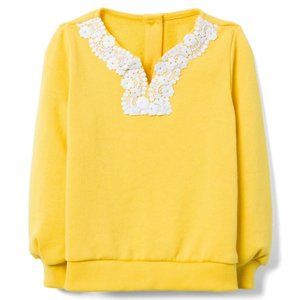 Janie and Jack Yellow Crochet Trim Top - Girl Size 4